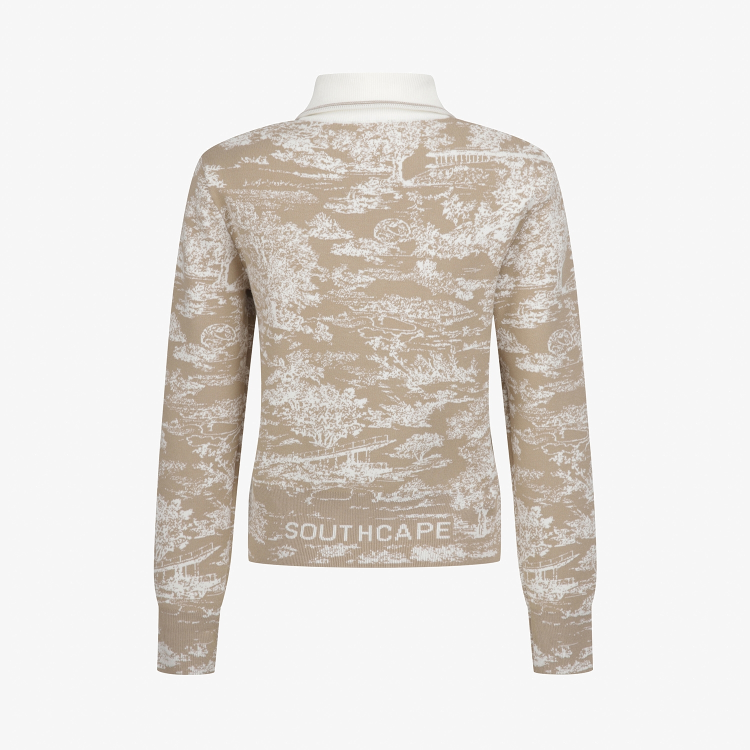 사우스케이프 여성 남해 헤리티지 카라 하프집 니트 풀오버_베이지