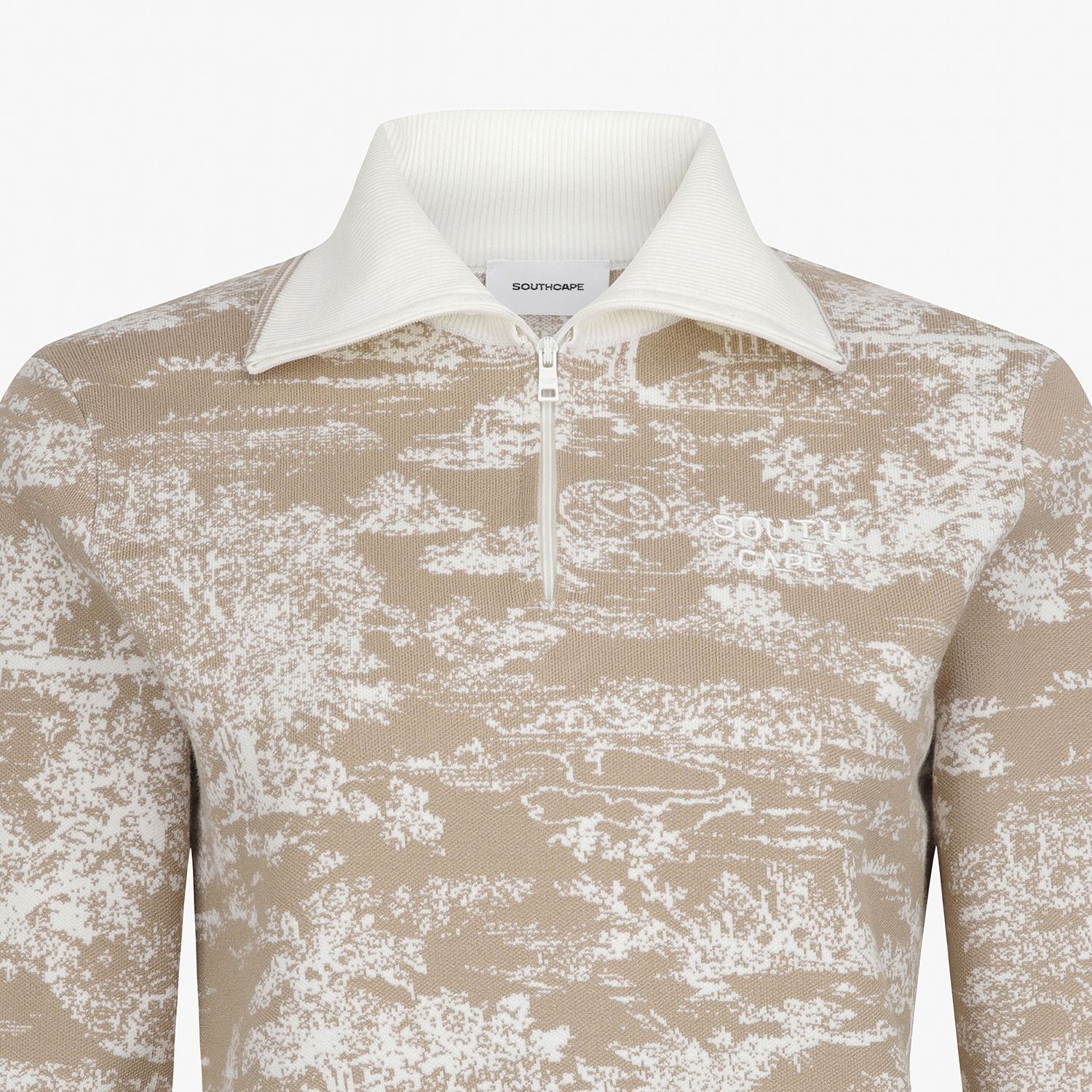 사우스케이프 여성 남해 헤리티지 카라 하프집 니트 풀오버_베이지