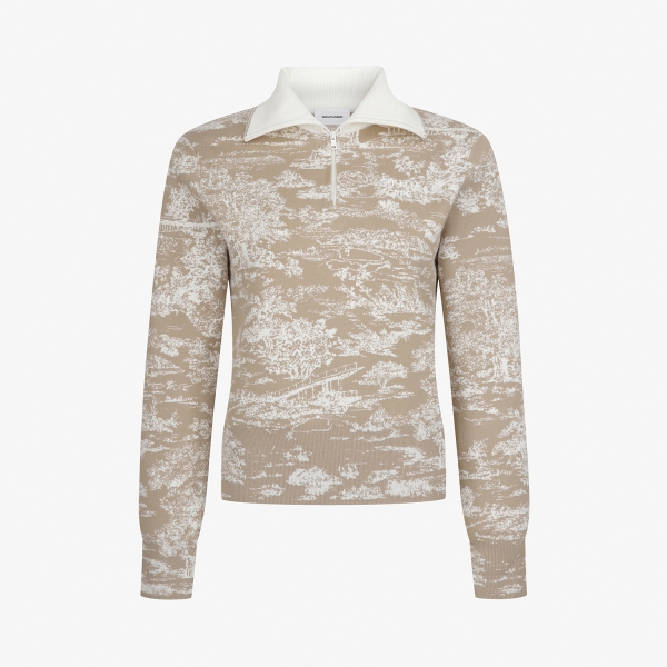 사우스케이프 여성 남해 헤리티지 카라 하프집 니트 풀오버_베이지