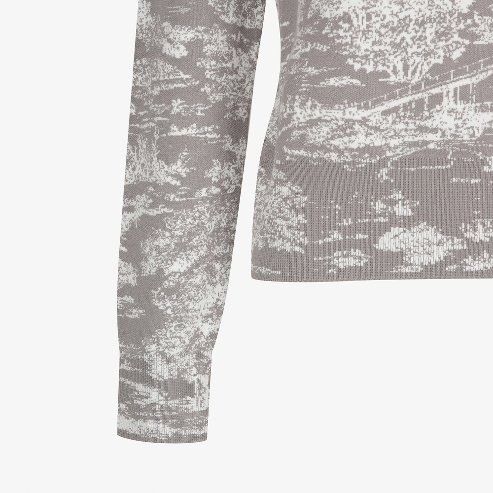 사우스케이프 여성 남해 헤리티지 카라 하프집 니트 풀오버_그레이