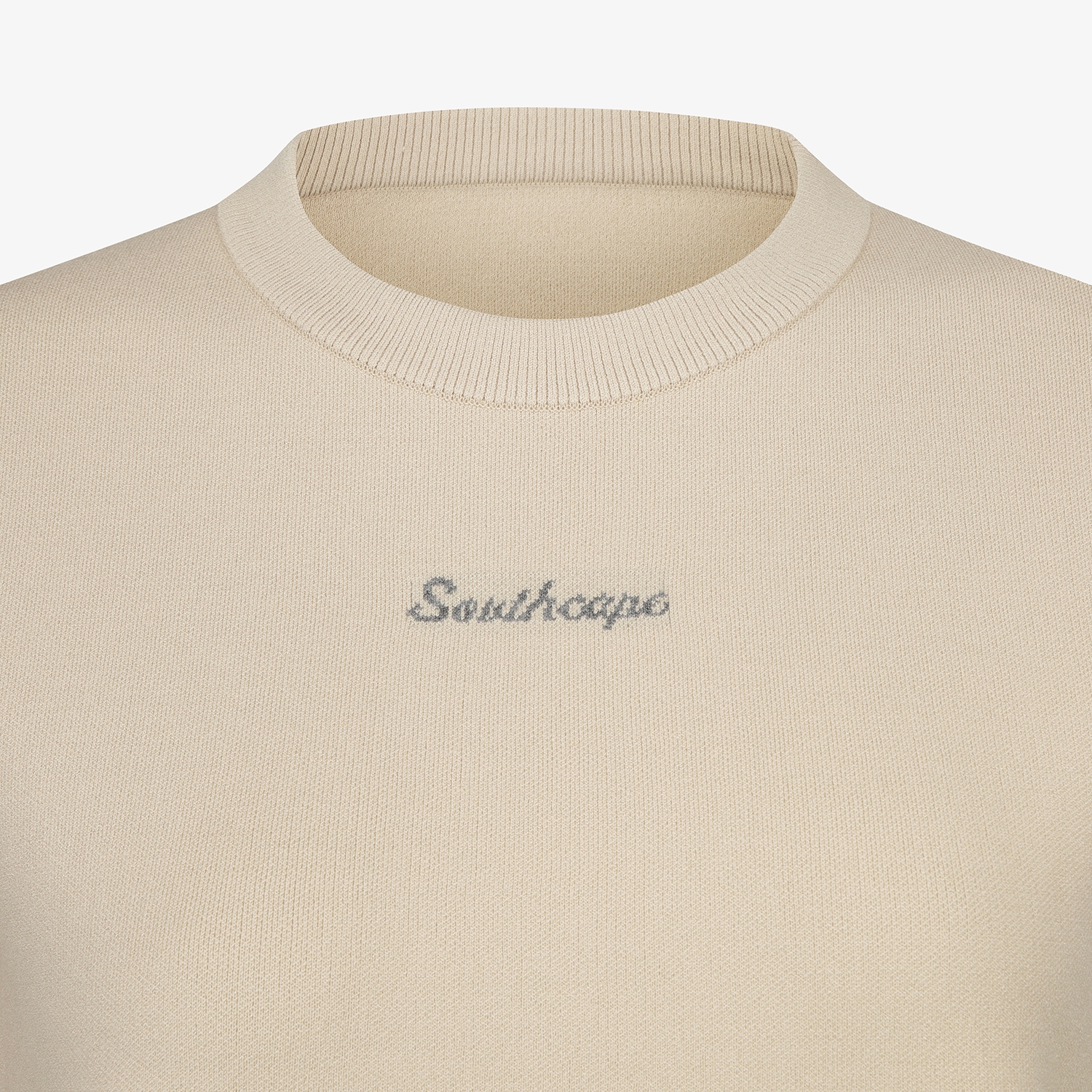 여성 사우스크로스 소매 로고 포인트 니트 풀오버_베이지