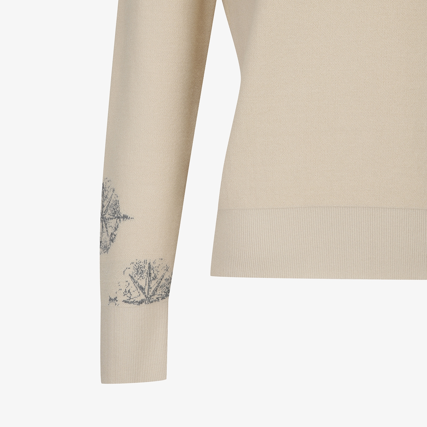 여성 사우스크로스 소매 로고 포인트 니트 풀오버_베이지