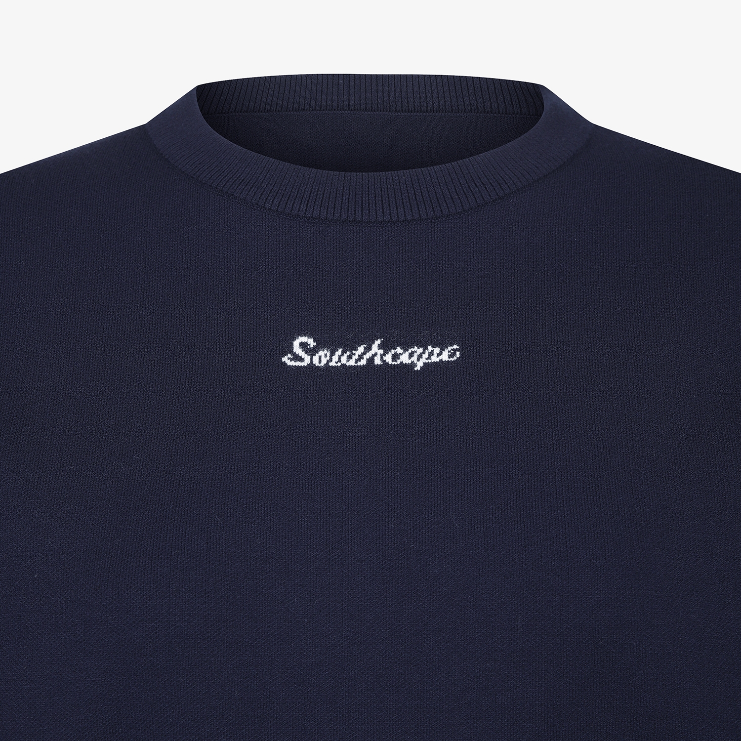 여성 사우스크로스 소매 로고 포인트 니트 풀오버_네이비