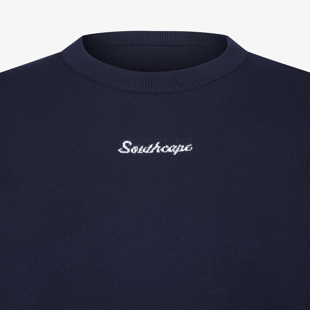 여성 사우스크로스 소매 로고 포인트 니트 풀오버_네이비