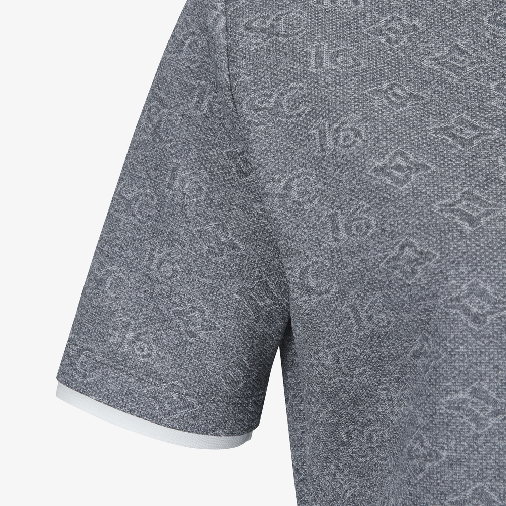 사우스케이프 여성 모노그램 패턴 자카드 카라 티셔츠_차콜 그레이