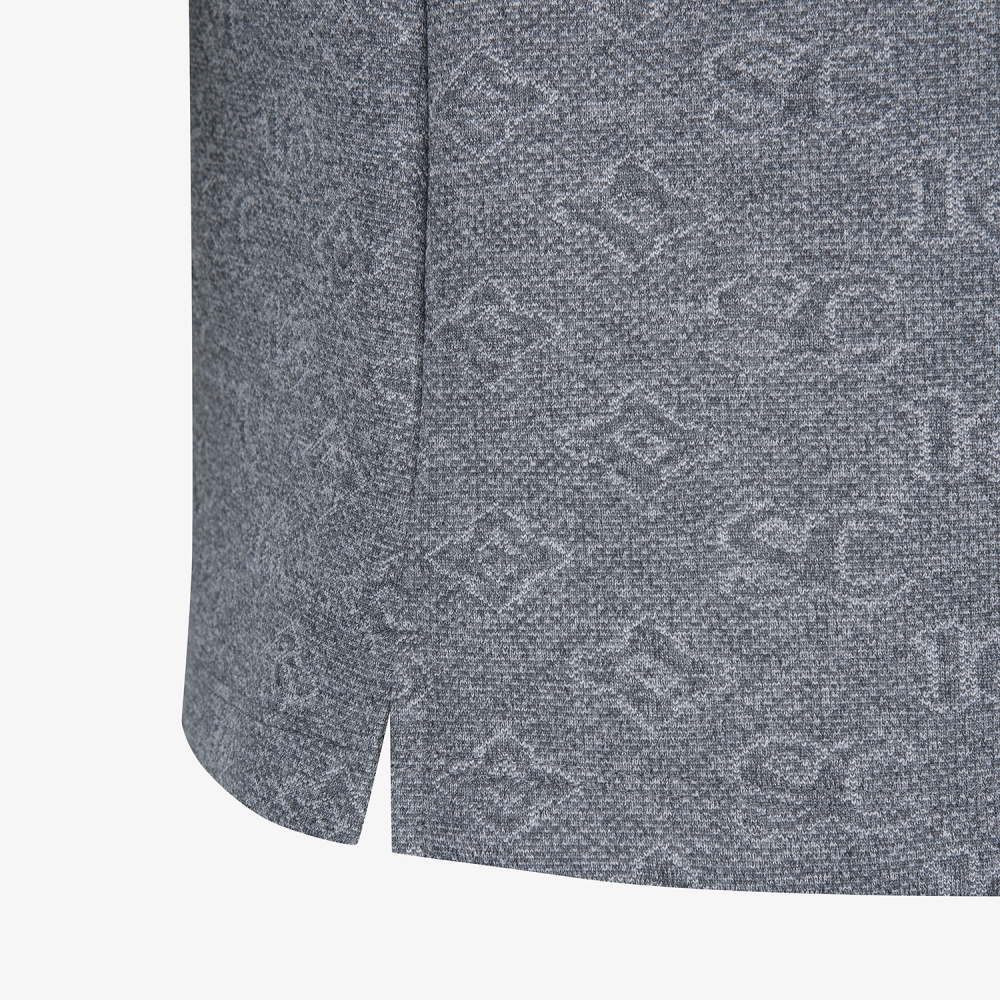 사우스케이프 여성 모노그램 패턴 자카드 카라 티셔츠_차콜 그레이