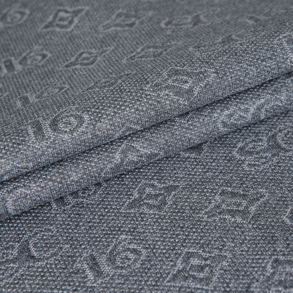 사우스케이프 여성 모노그램 패턴 자카드 카라 티셔츠_차콜 그레이