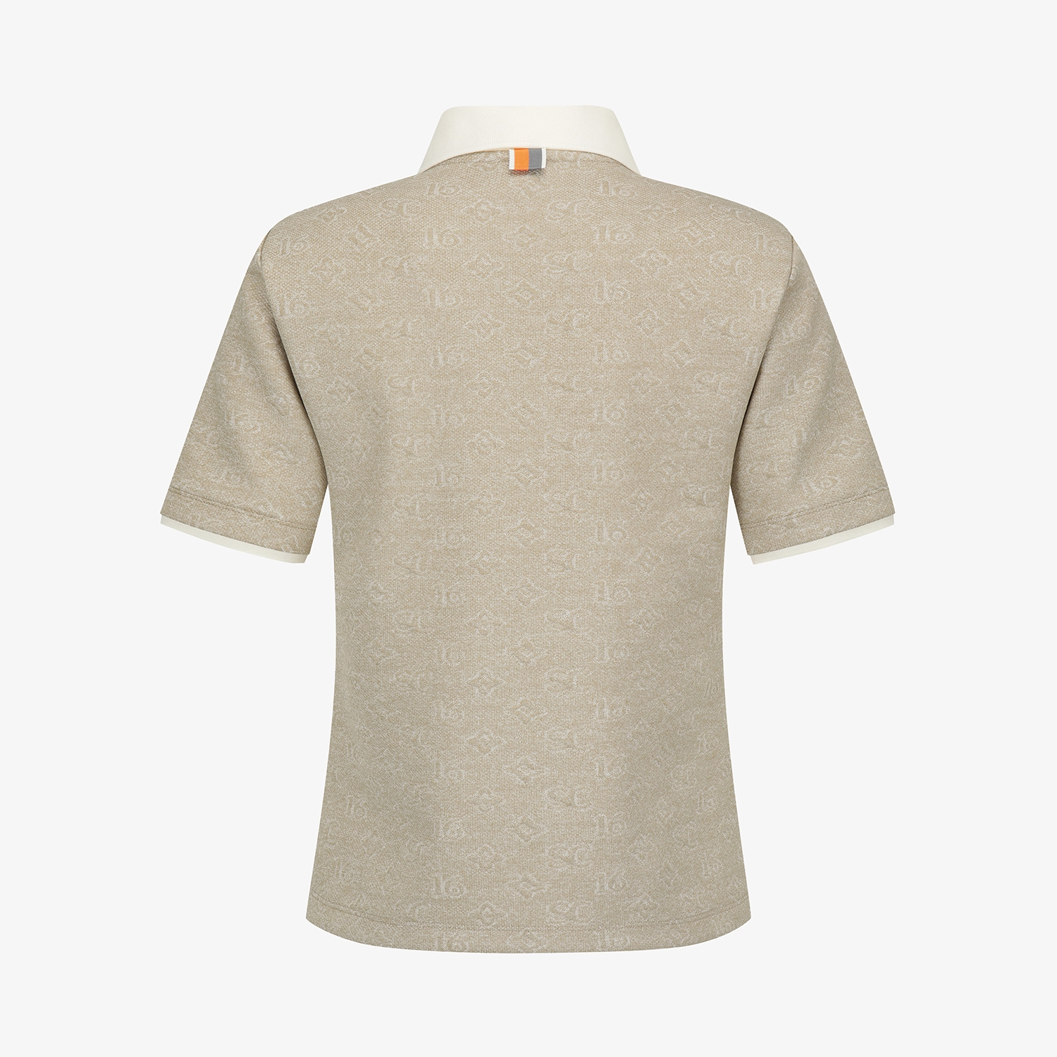 사우스케이프 여성 모노그램 패턴 자카드 카라 티셔츠_카키 베이지