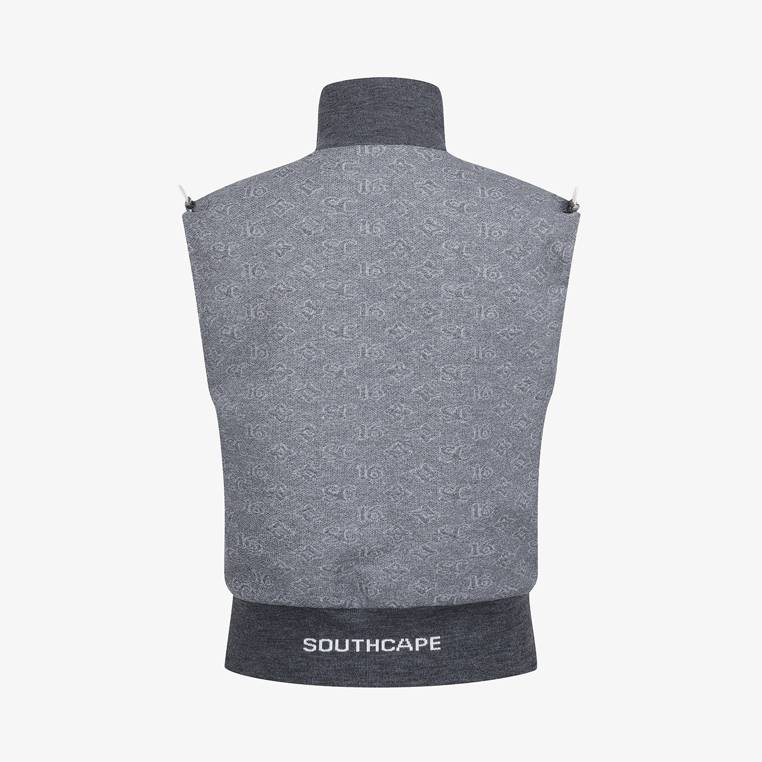 사우스케이프 여성 모노그램 패턴 자카드 리버시블 베스트_차콜 그레이