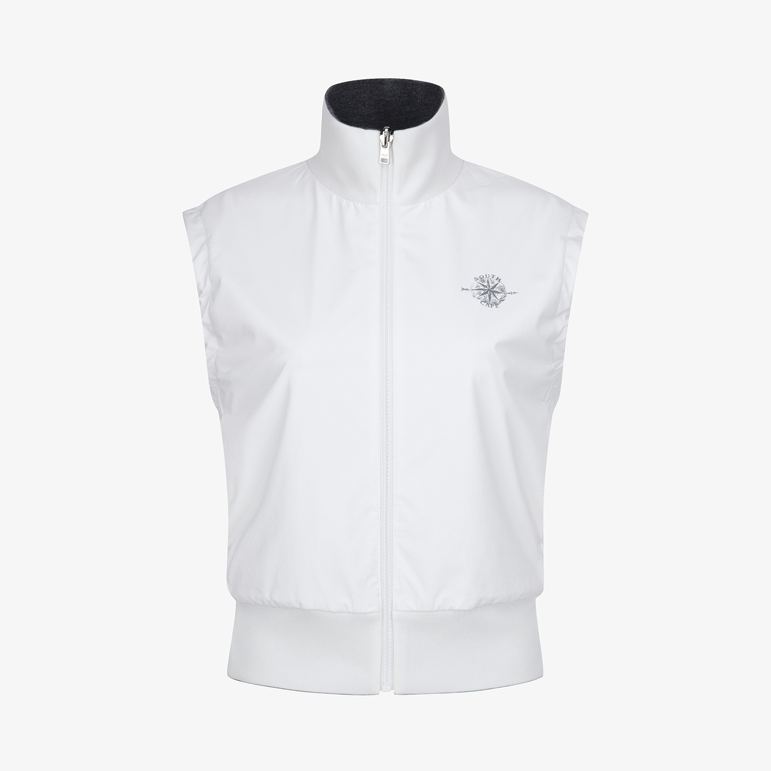 사우스케이프 여성 모노그램 패턴 자카드 리버시블 베스트_차콜 그레이