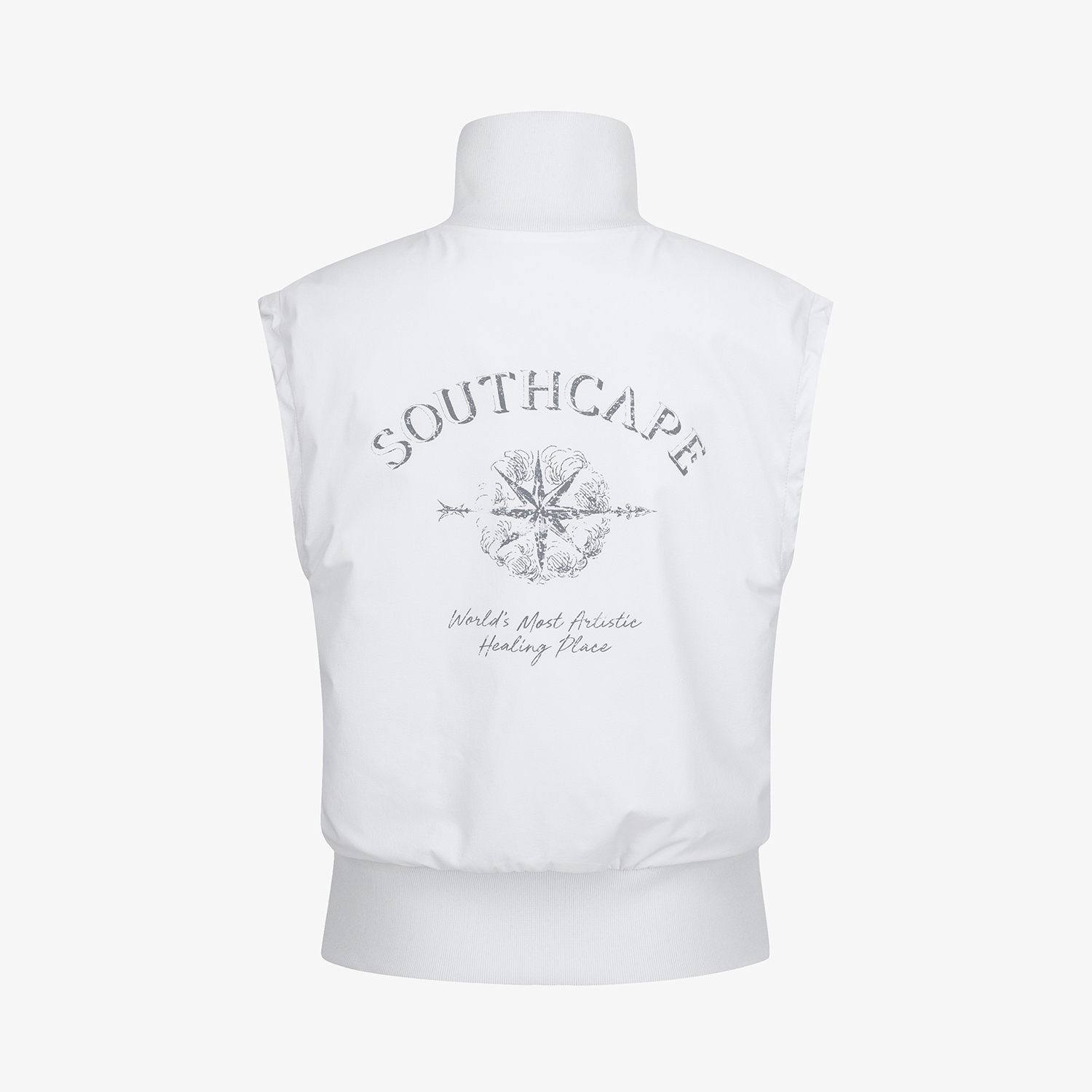 사우스케이프 여성 모노그램 패턴 자카드 리버시블 베스트_차콜 그레이