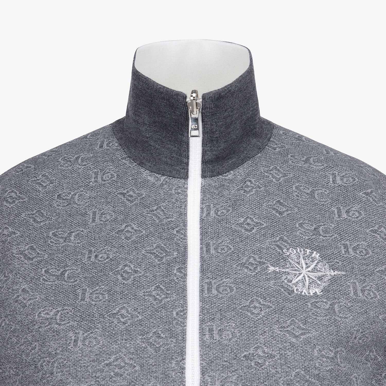 사우스케이프 여성 모노그램 패턴 자카드 리버시블 베스트_차콜 그레이