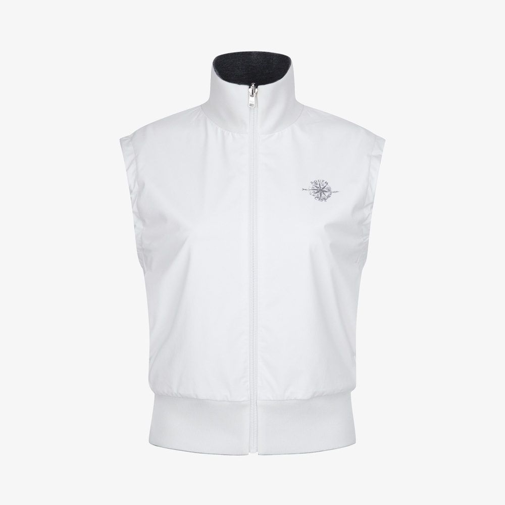 사우스케이프 여성 모노그램 패턴 자카드 리버시블 베스트_차콜 그레이