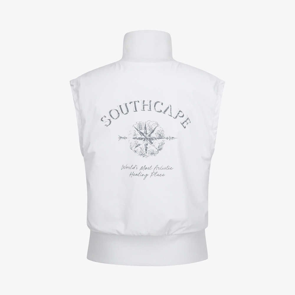 사우스케이프 여성 모노그램 패턴 자카드 리버시블 베스트_차콜 그레이