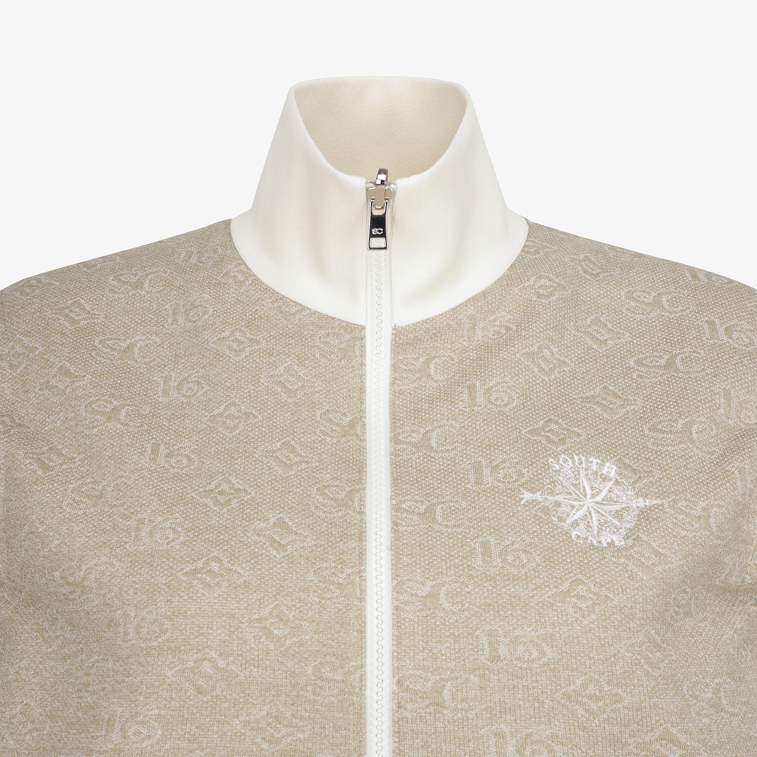 사우스케이프 여성 모노그램 패턴 자카드 리버시블 베스트_카키 베이지