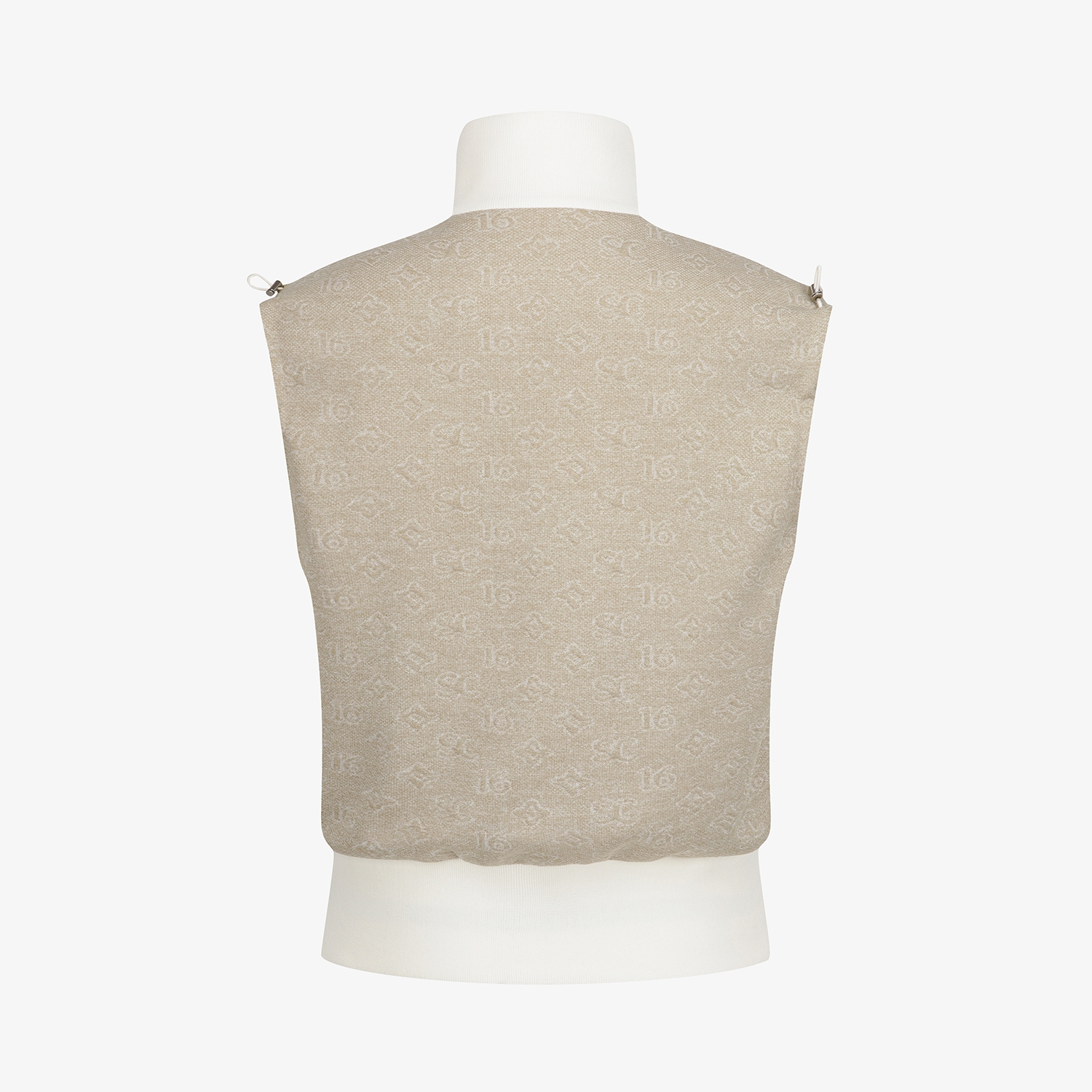 사우스케이프 여성 모노그램 패턴 자카드 리버시블 베스트_카키 베이지