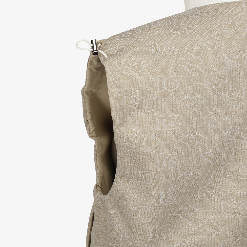 사우스케이프 여성 모노그램 패턴 자카드 리버시블 베스트_카키 베이지