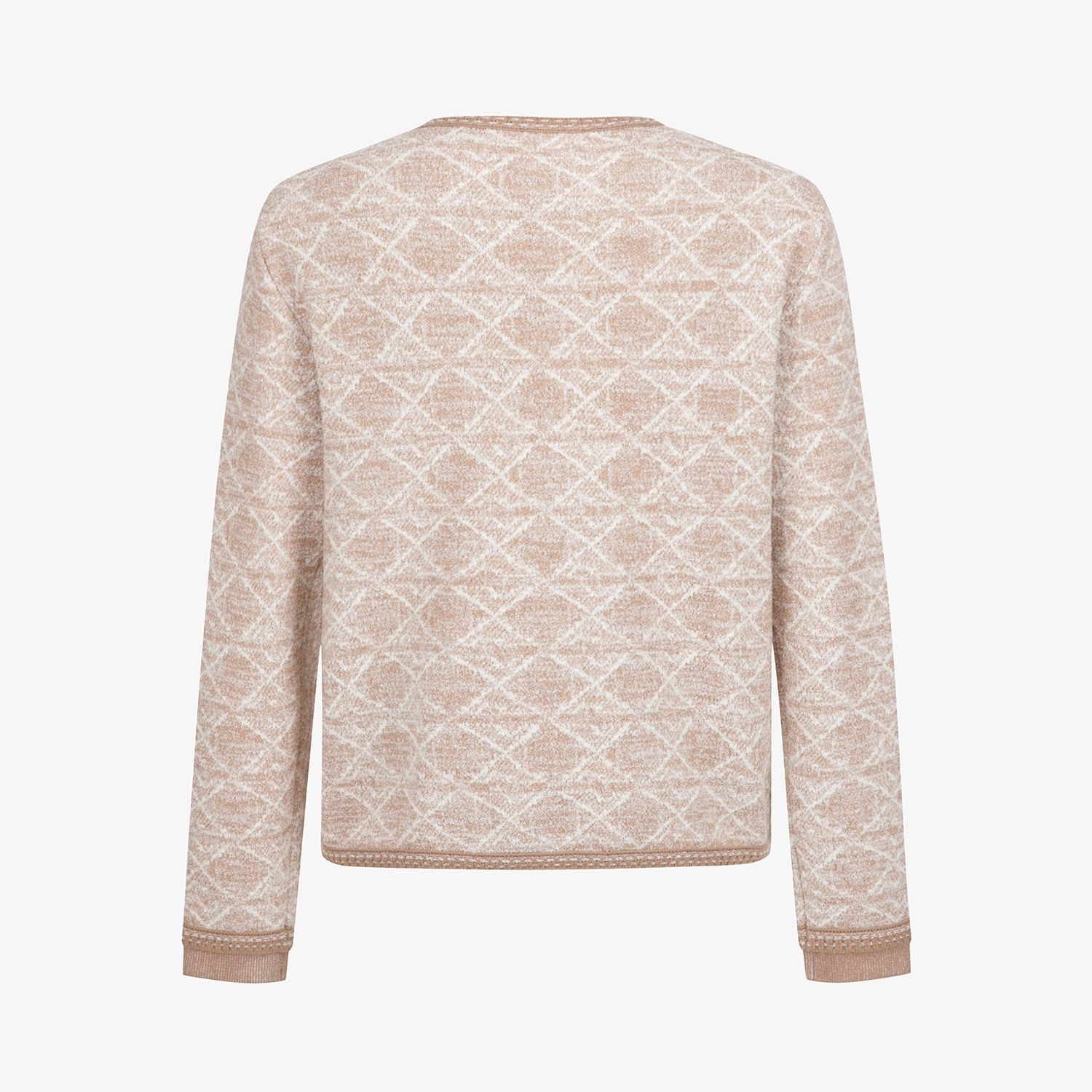 여성 사우스크로스 자카드 트위드 니트 집업 가디건_베이지