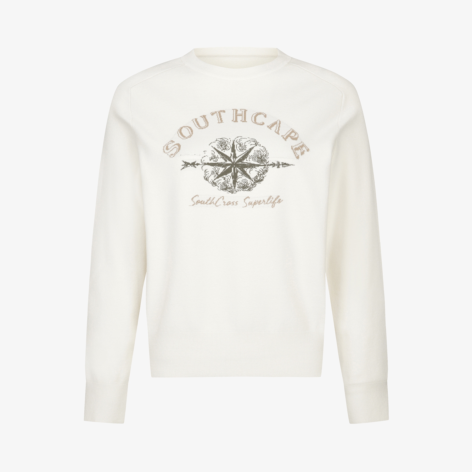 여성 사우스크로스 오버핏 라운드넥 니트 풀오버_크림