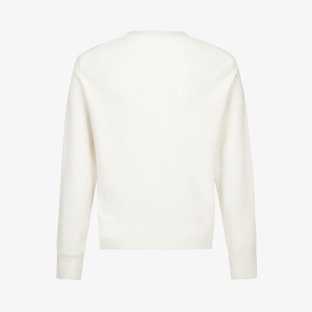 여성 사우스크로스 오버핏 라운드넥 니트 풀오버_크림