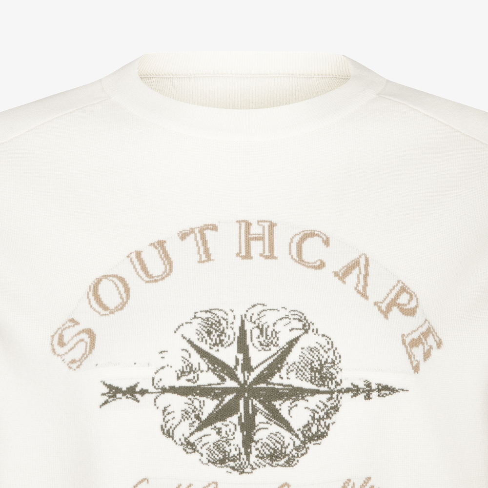 여성 사우스크로스 오버핏 라운드넥 니트 풀오버_크림