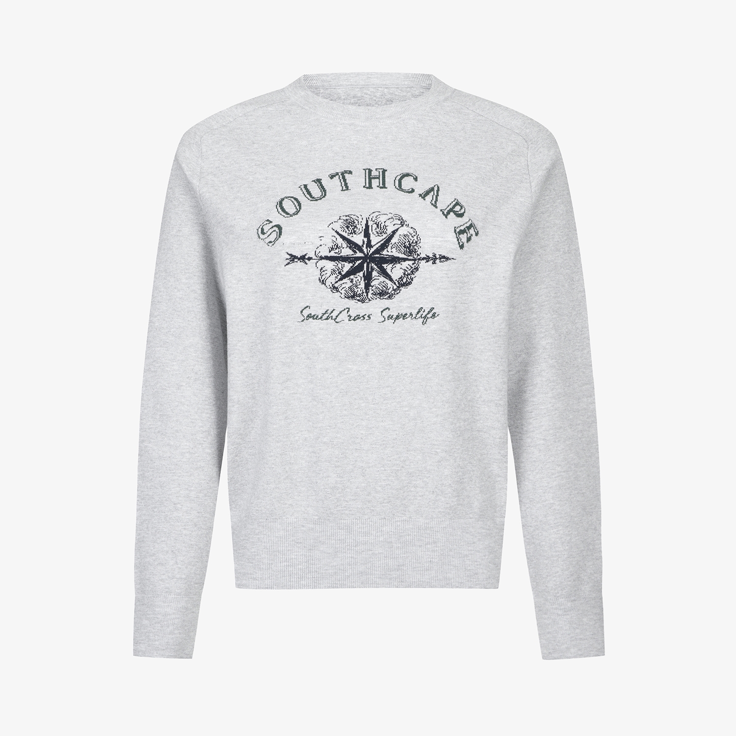 여성 사우스크로스 오버핏 라운드넥 니트 풀오버_그레이