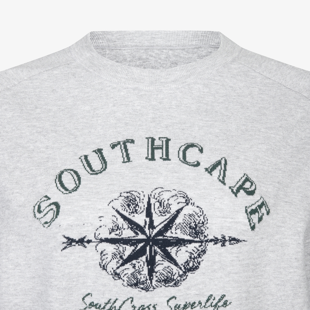 여성 사우스크로스 오버핏 라운드넥 니트 풀오버_그레이