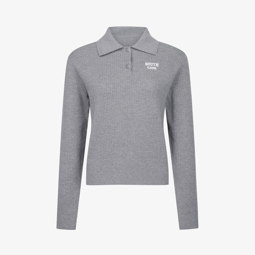 사우스케이프 여성 울 카라 니트 풀오버_그레이