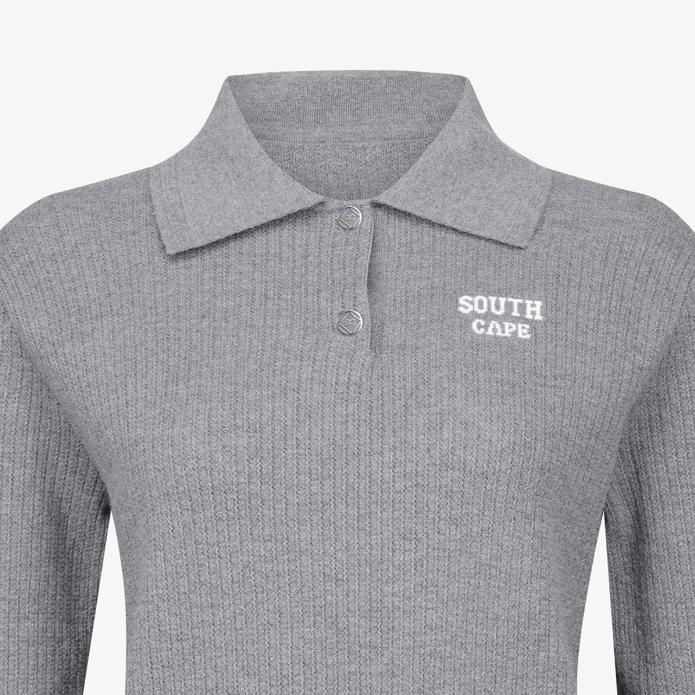 사우스케이프 여성 울 카라 니트 풀오버_그레이