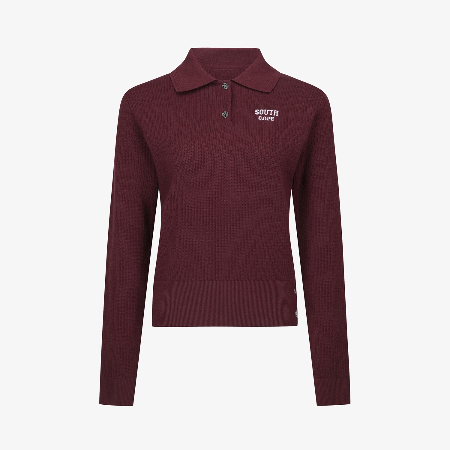 사우스케이프 여성 울 카라 니트 풀오버_와인