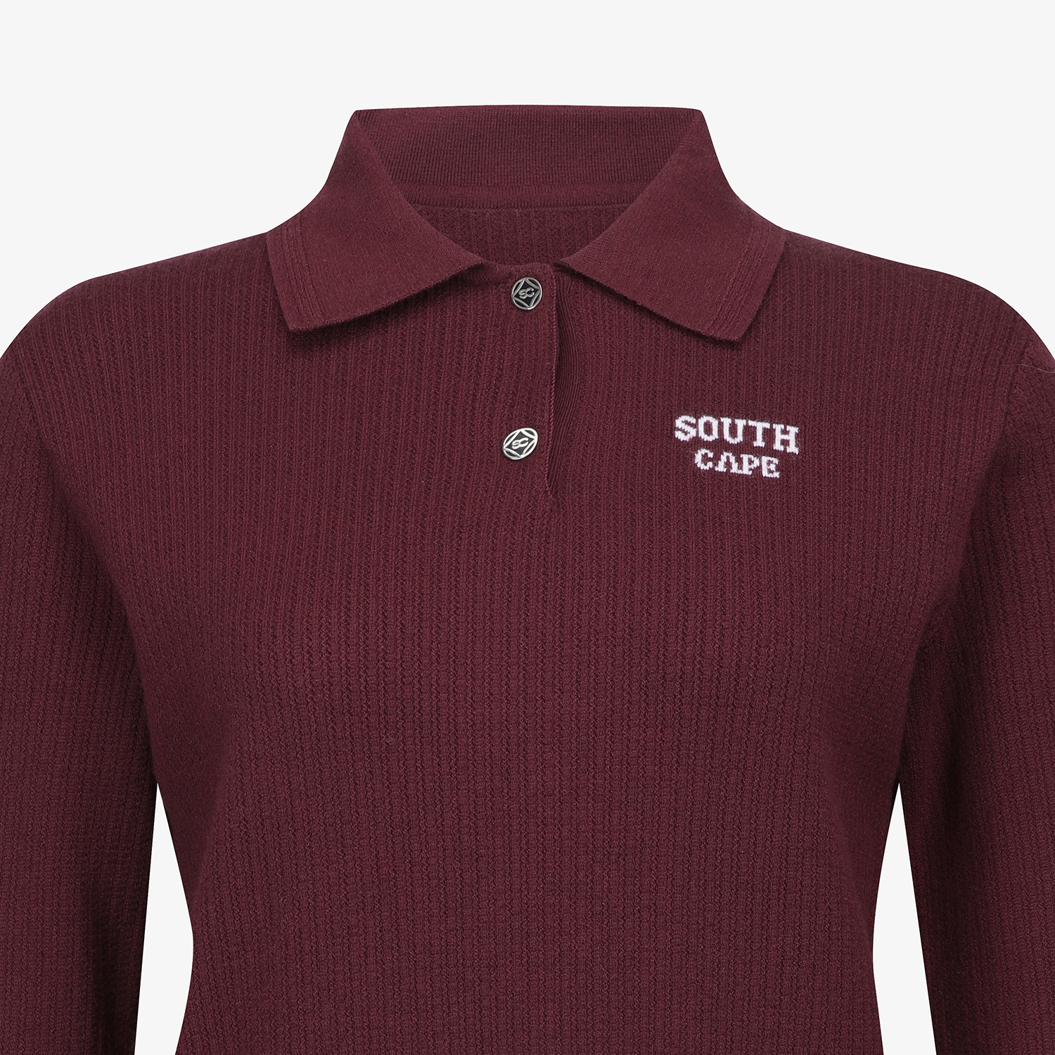 사우스케이프 여성 울 카라 니트 풀오버_와인