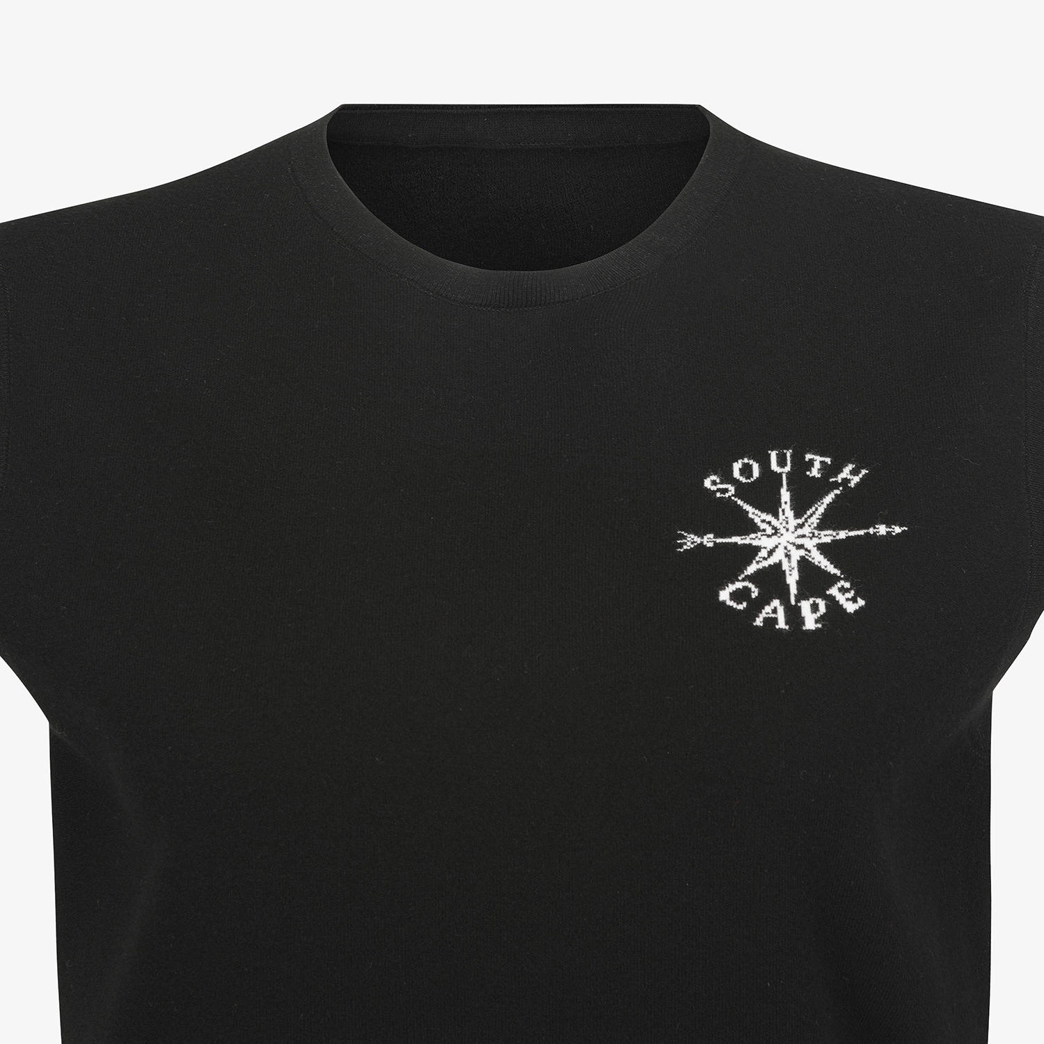 여성 사우스크로스 라운드넥 니트 베스트_블랙