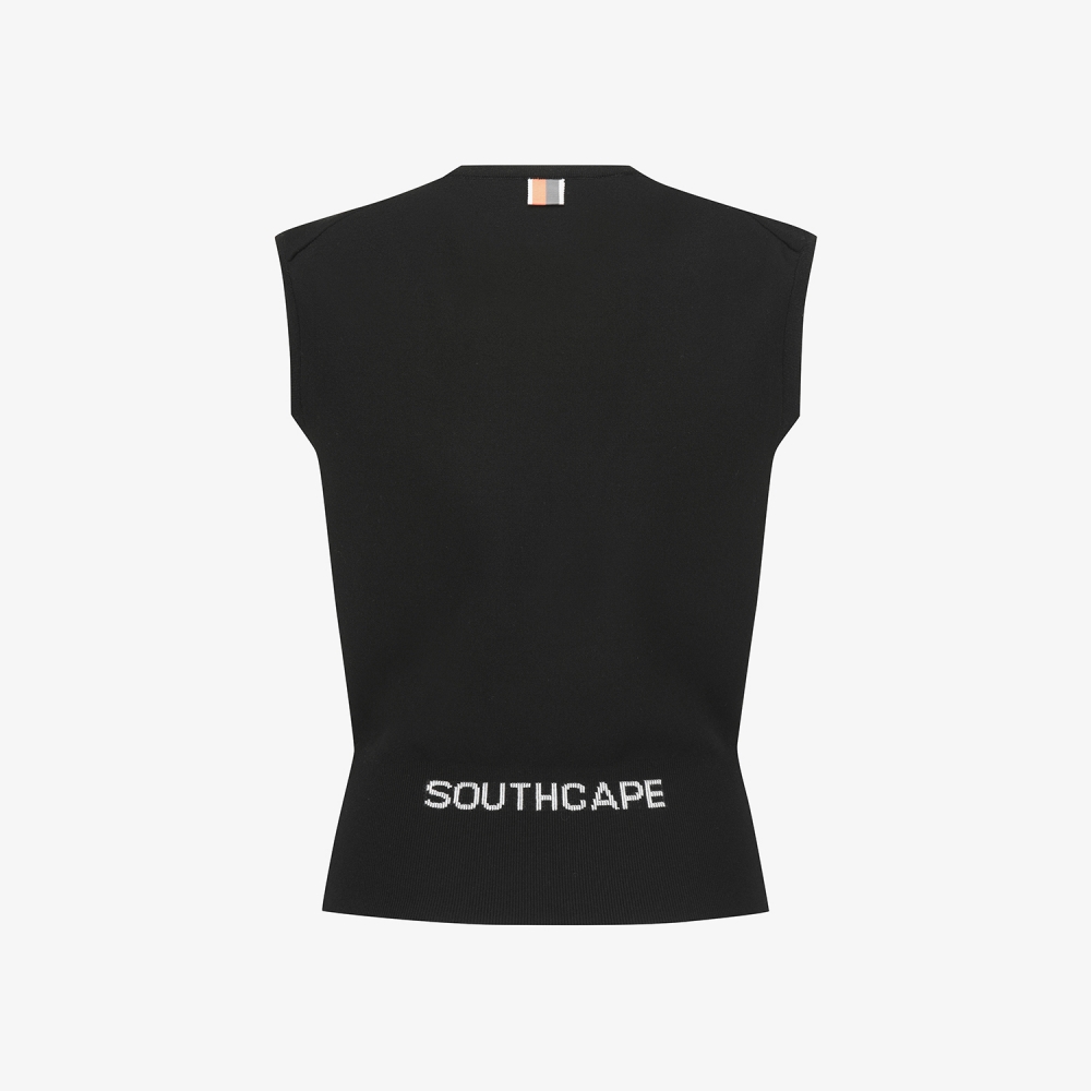 여성 사우스크로스 라운드넥 니트 베스트_블랙