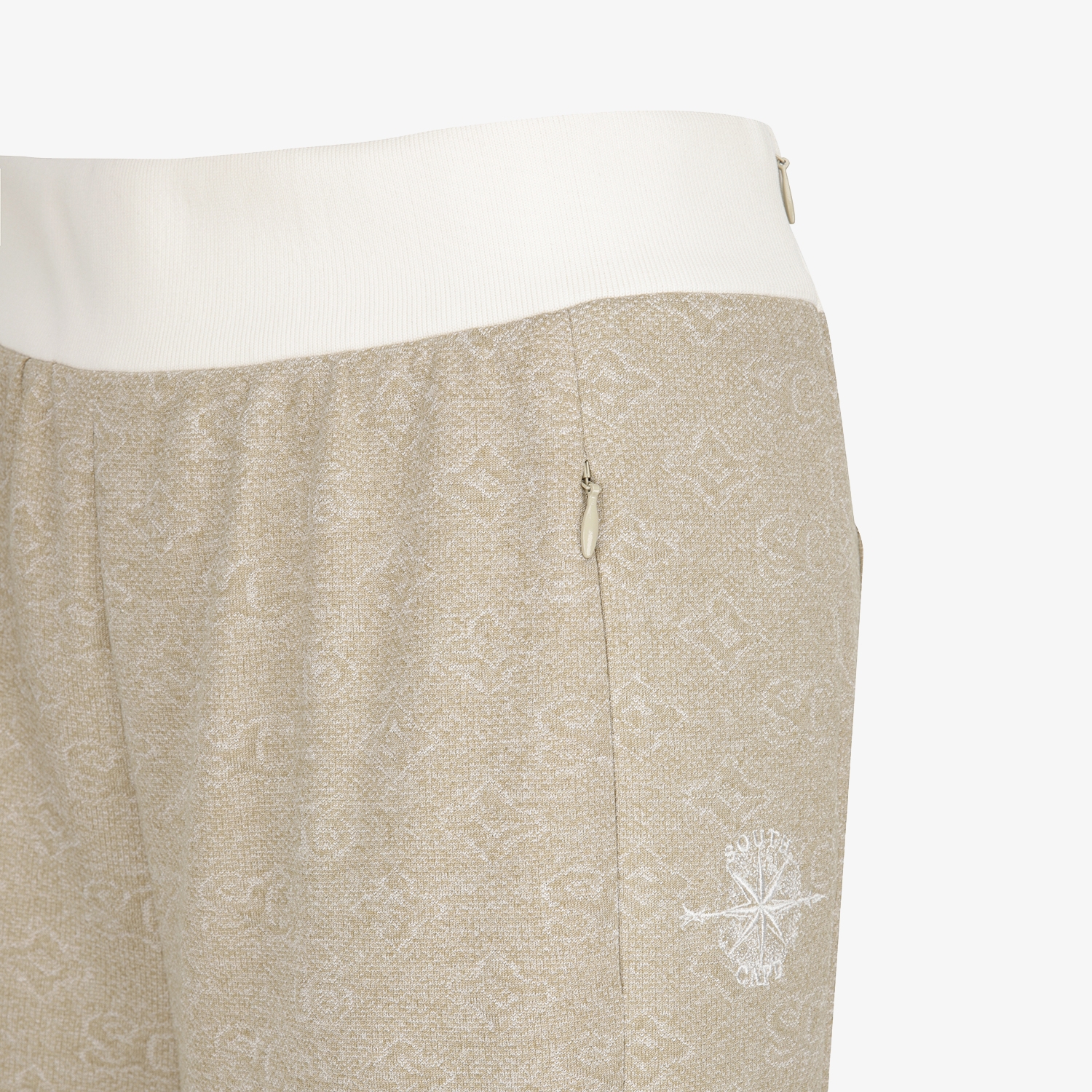 사우스케이프 여성 모노그램 패턴 자카드 스트레이트 팬츠_카키 베이지