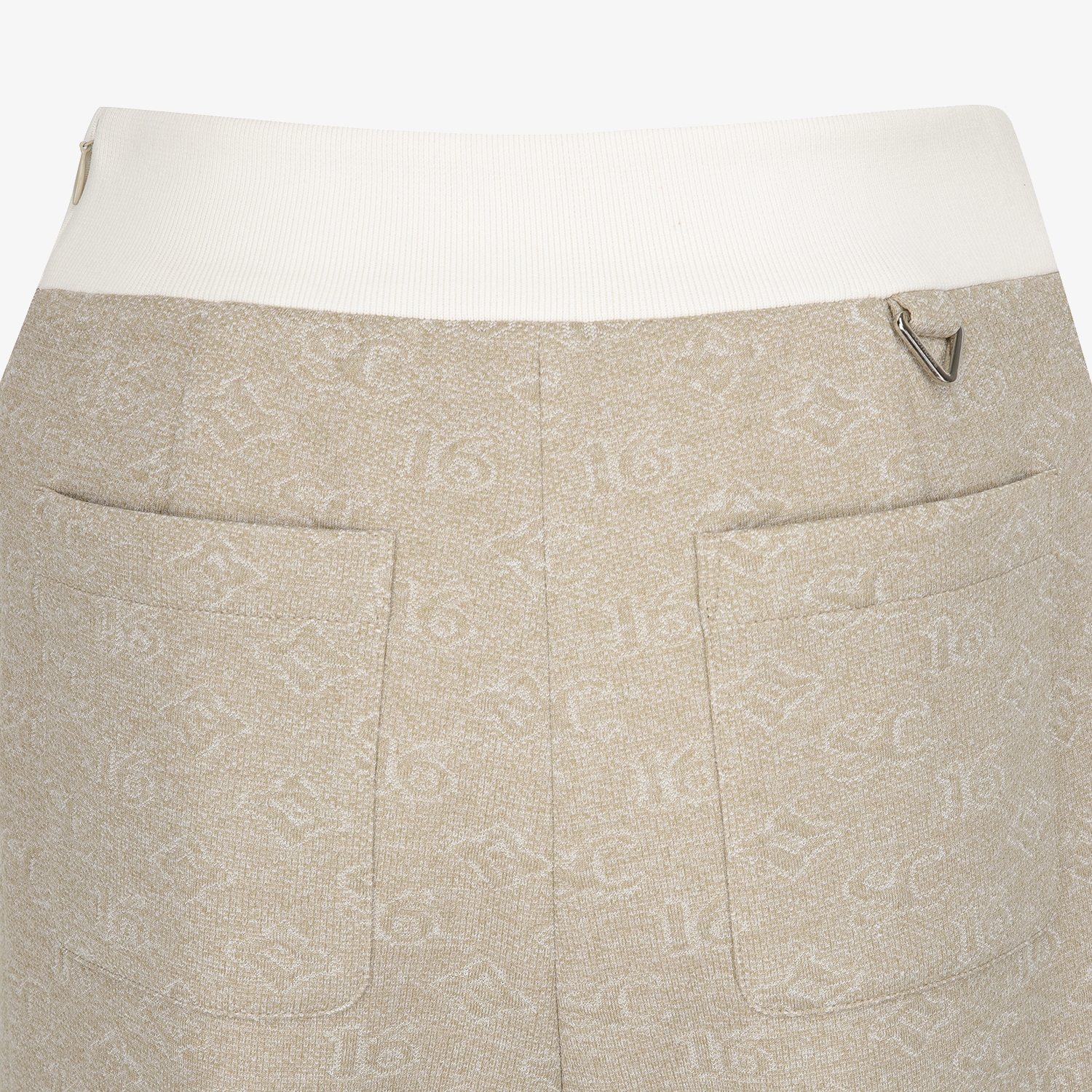 사우스케이프 여성 모노그램 패턴 자카드 스트레이트 팬츠_카키 베이지