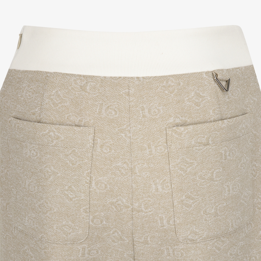 사우스케이프 여성 모노그램 패턴 자카드 스트레이트 팬츠_카키 베이지