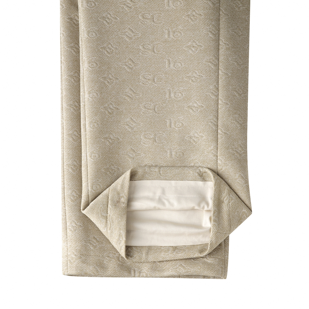 사우스케이프 여성 모노그램 패턴 자카드 스트레이트 팬츠_카키 베이지