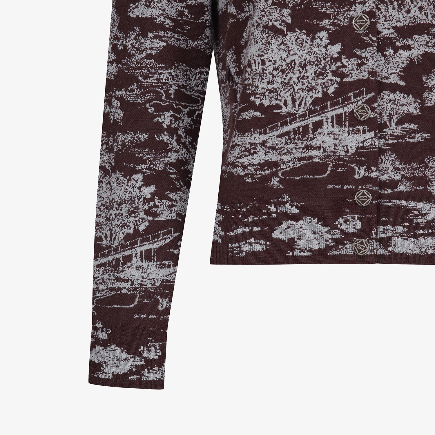 사우스케이프 여성 남해 헤리티지 카라 니트 가디건_와인