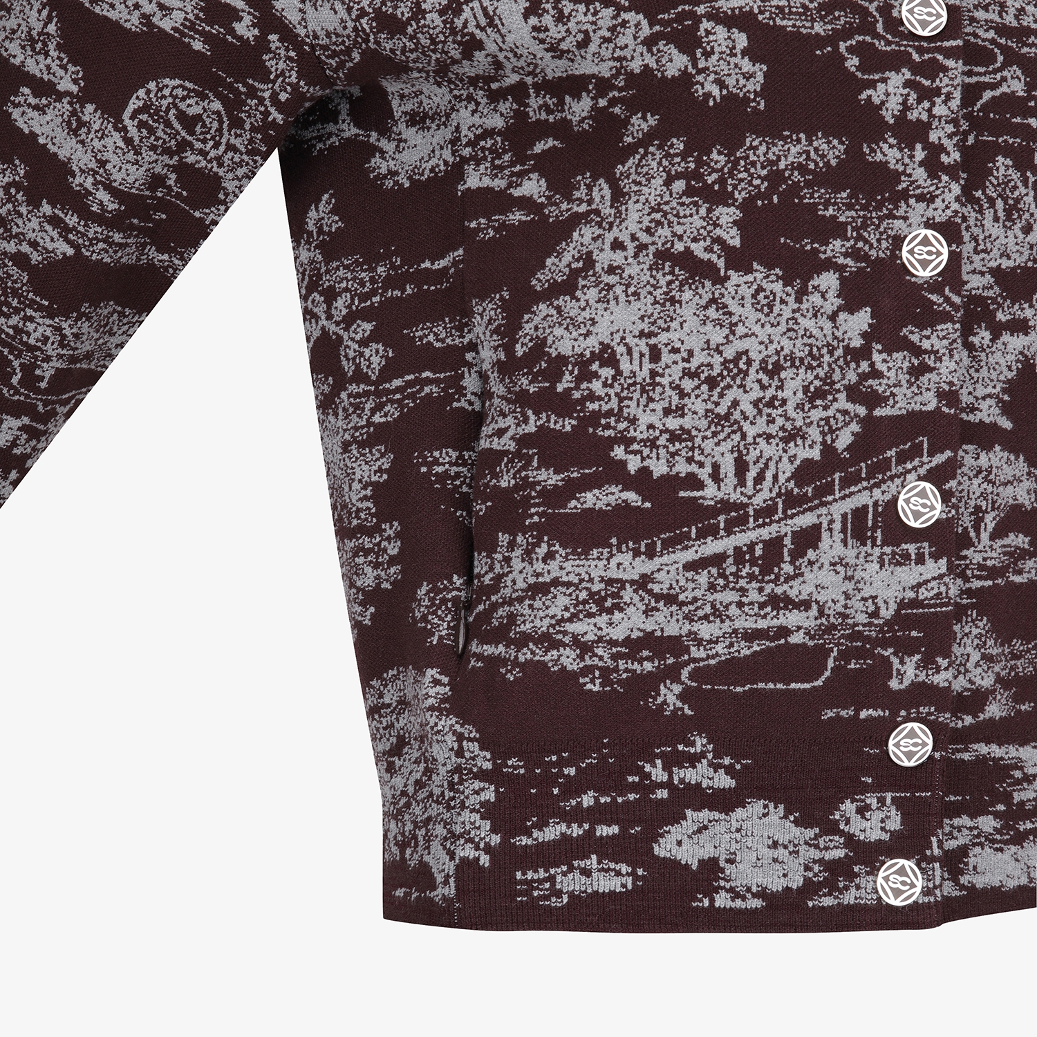 사우스케이프 여성 남해 헤리티지 카라 니트 가디건_와인