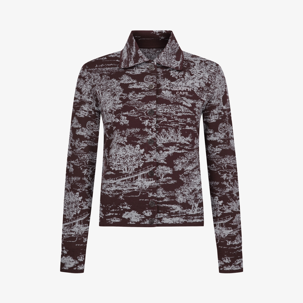 사우스케이프 여성 남해 헤리티지 카라 니트 가디건_와인