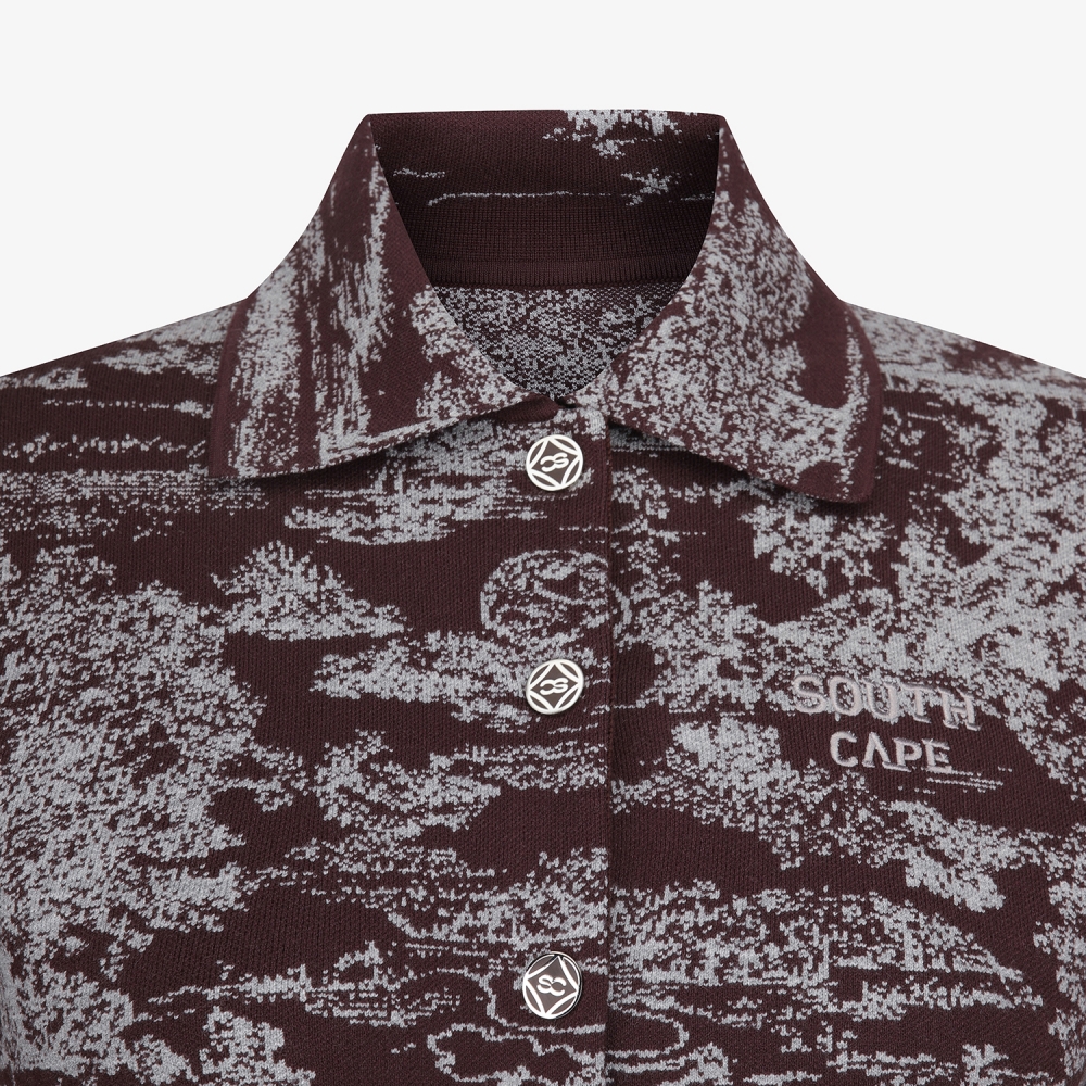 사우스케이프 여성 남해 헤리티지 카라 니트 가디건_와인