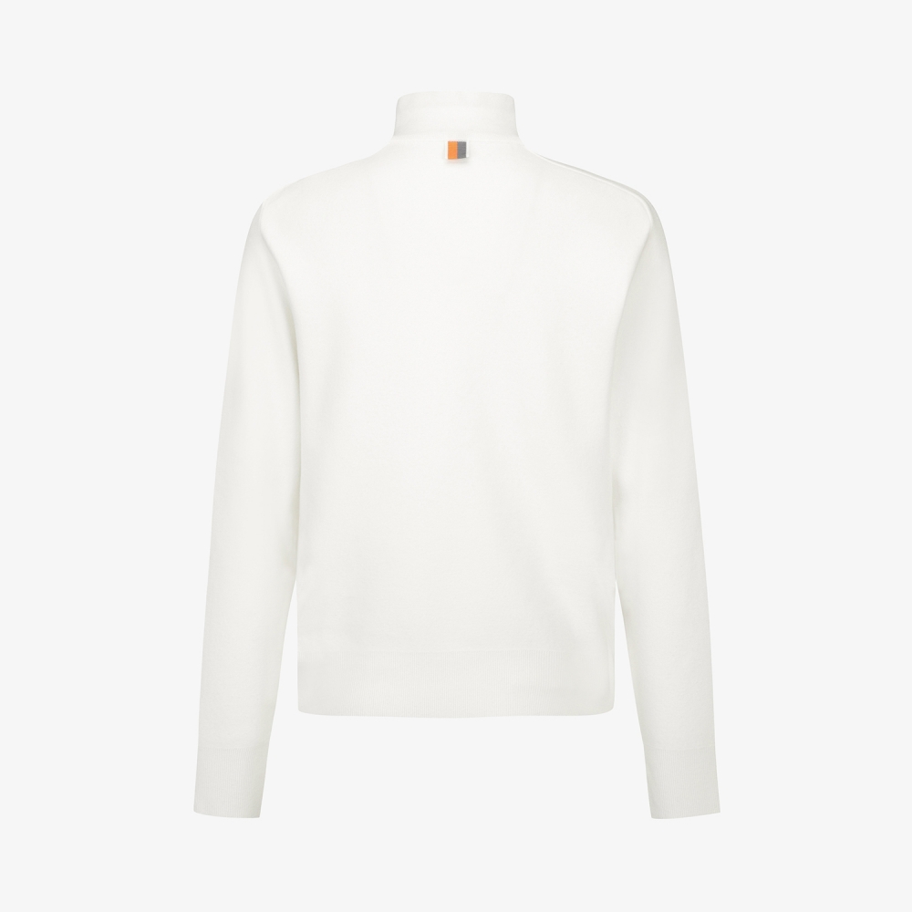 여성 사우스크로스 배색 스트라이프 하프집 니트_아이보리