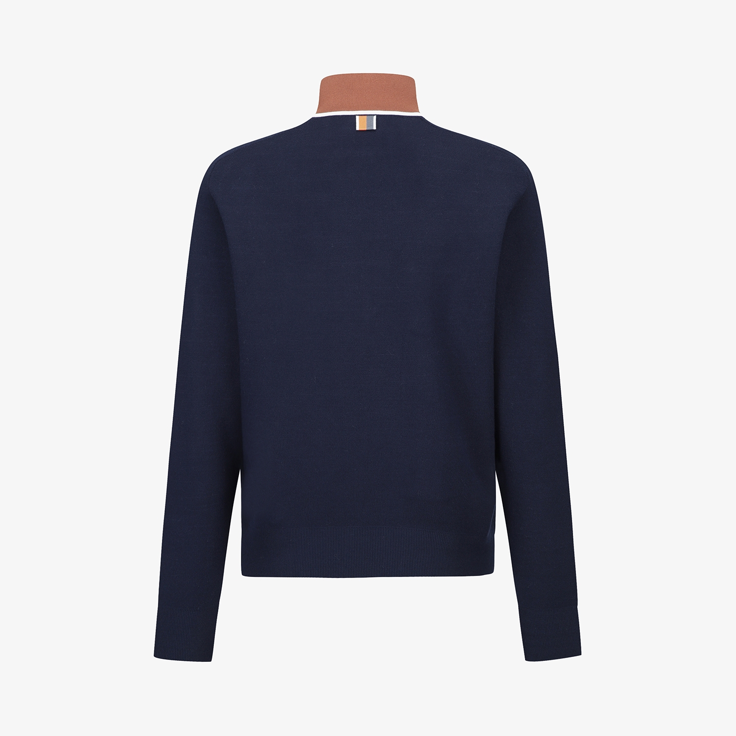 여성 사우스크로스 배색 스트라이프 하프집 니트_네이비