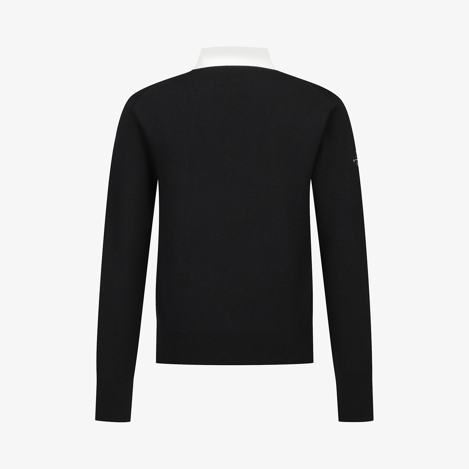 여성 사우스크로스 남해 헤리티지 드로잉 배색 카라 니트_블랙