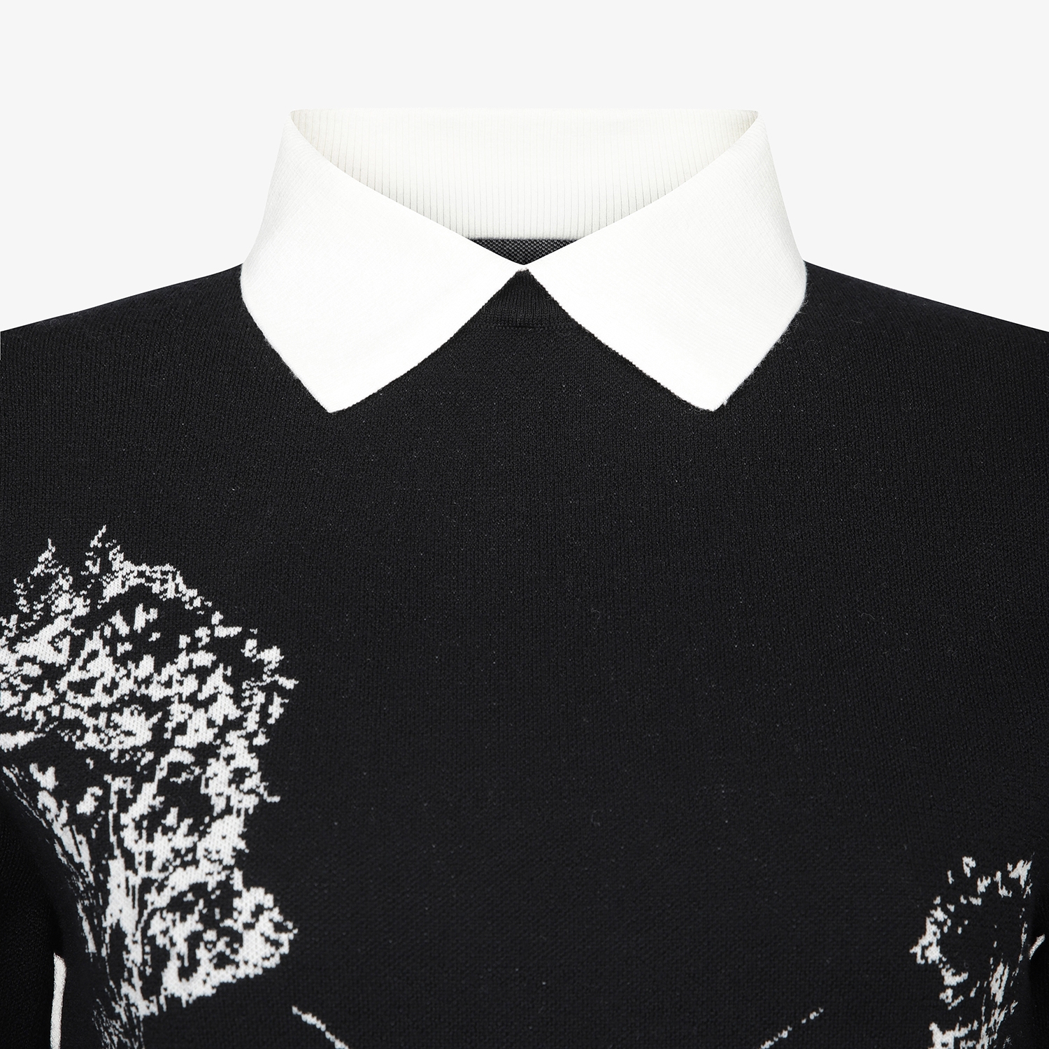 여성 사우스크로스 남해 헤리티지 드로잉 배색 카라 니트_블랙