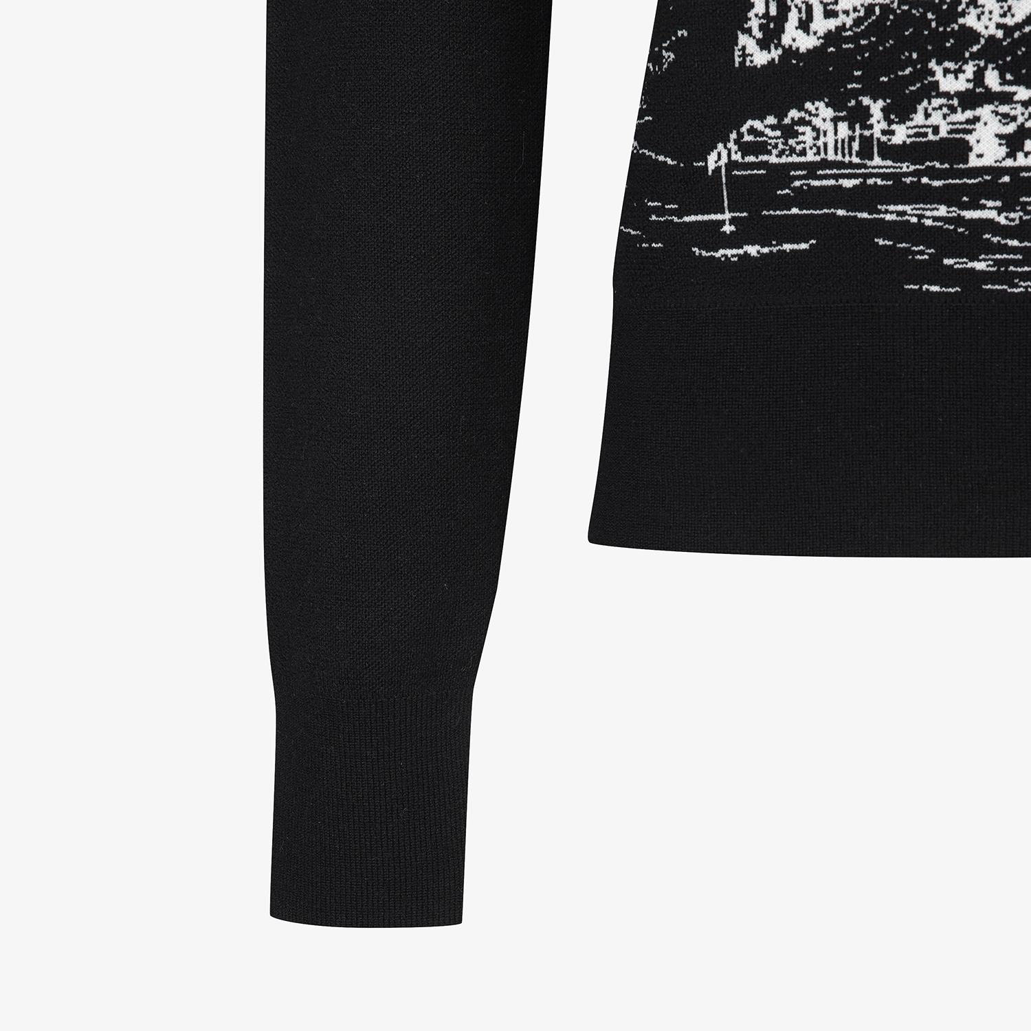 여성 사우스크로스 남해 헤리티지 드로잉 배색 카라 니트_블랙