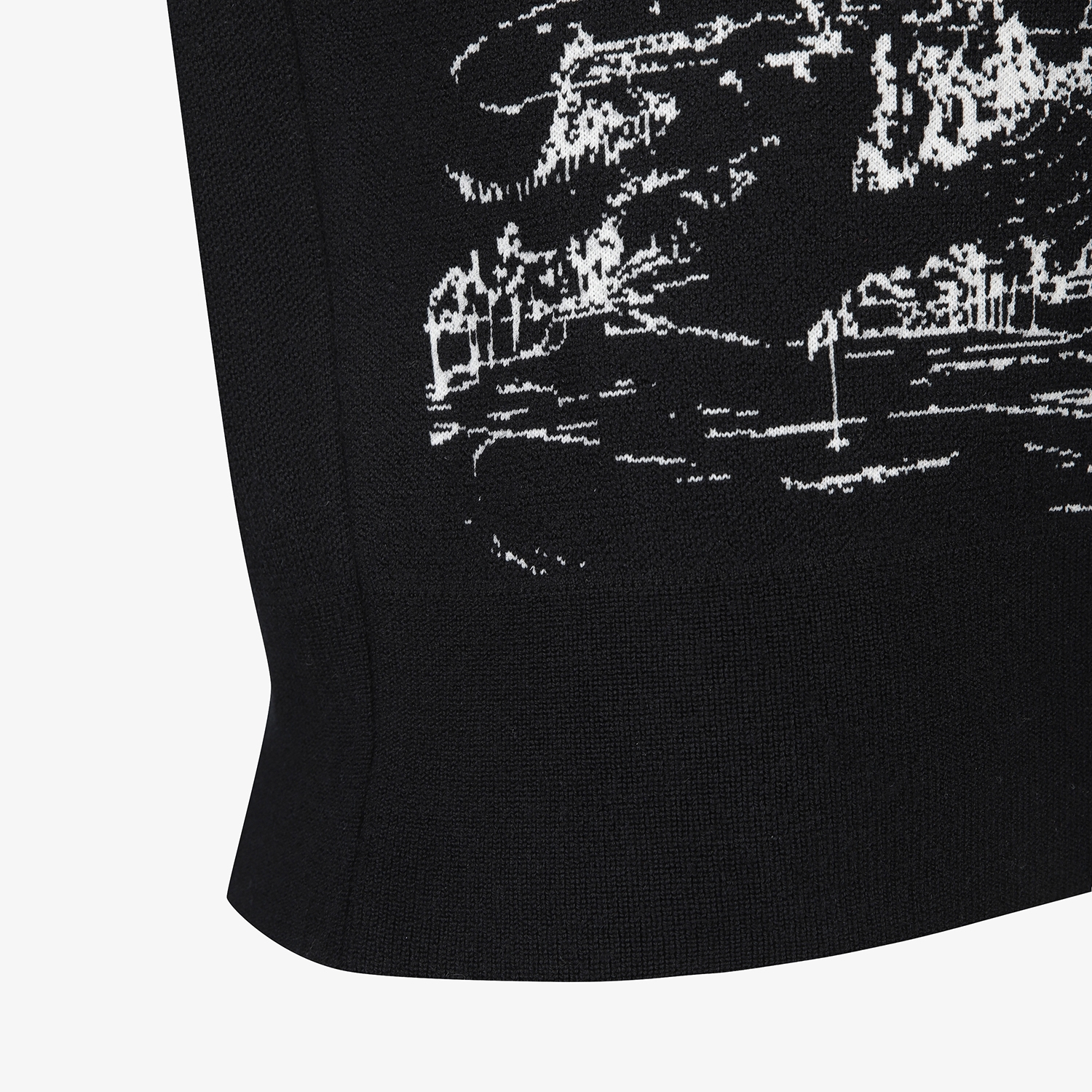 여성 사우스크로스 남해 헤리티지 드로잉 배색 카라 니트_블랙