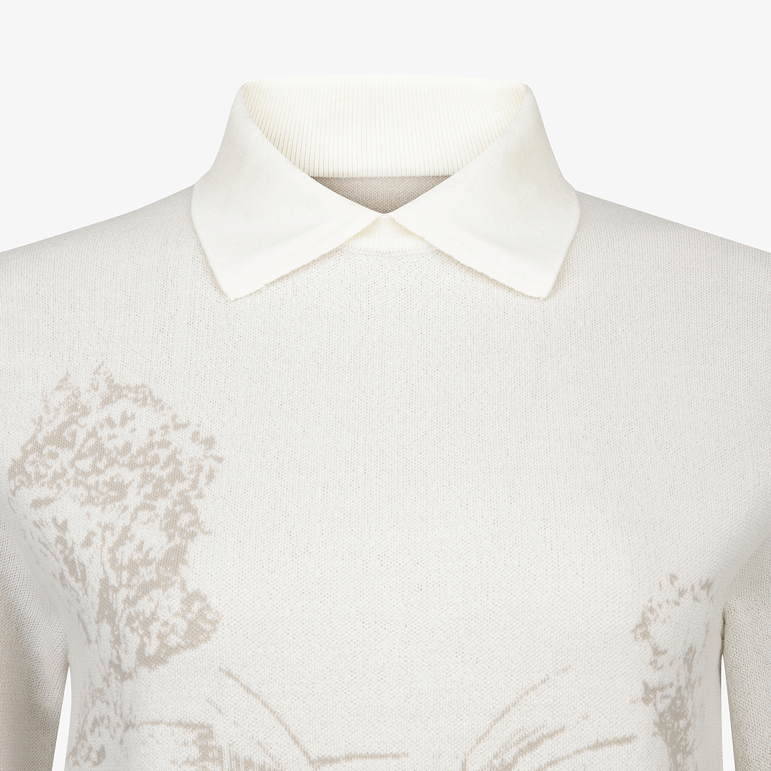 여성 사우스크로스 남해 헤리티지 드로잉 배색 카라 니트_아이보리