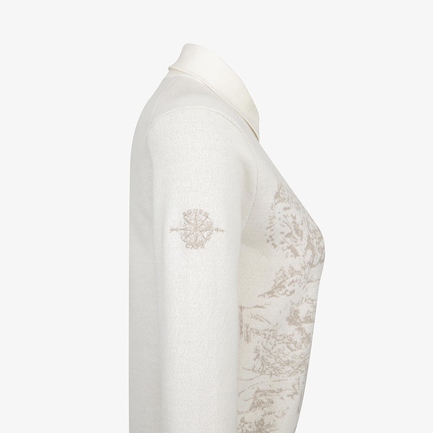 여성 사우스크로스 남해 헤리티지 드로잉 배색 카라 니트_아이보리