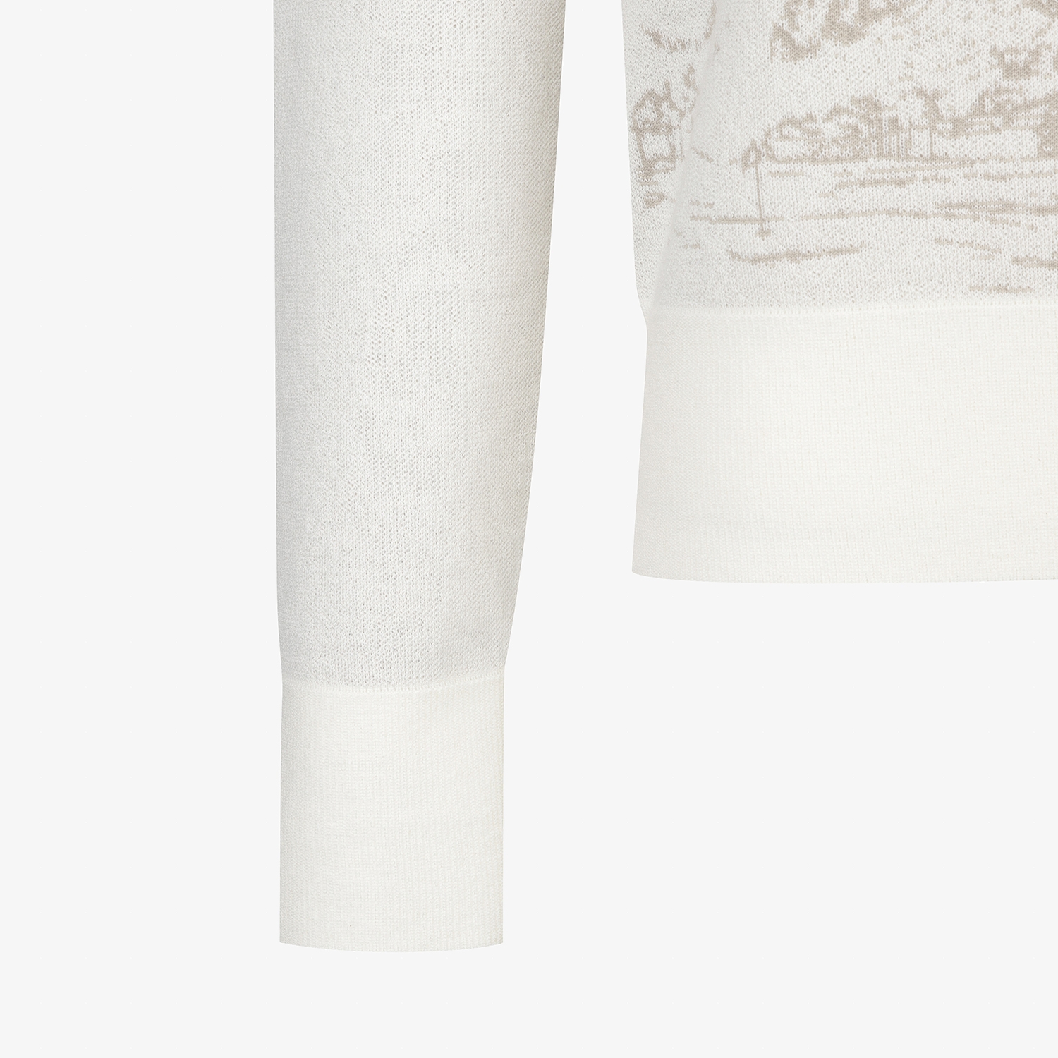 여성 사우스크로스 남해 헤리티지 드로잉 배색 카라 니트_아이보리